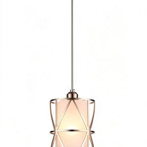Nickel Pendant Light Frosted Glass Adjustable Height Modern-0