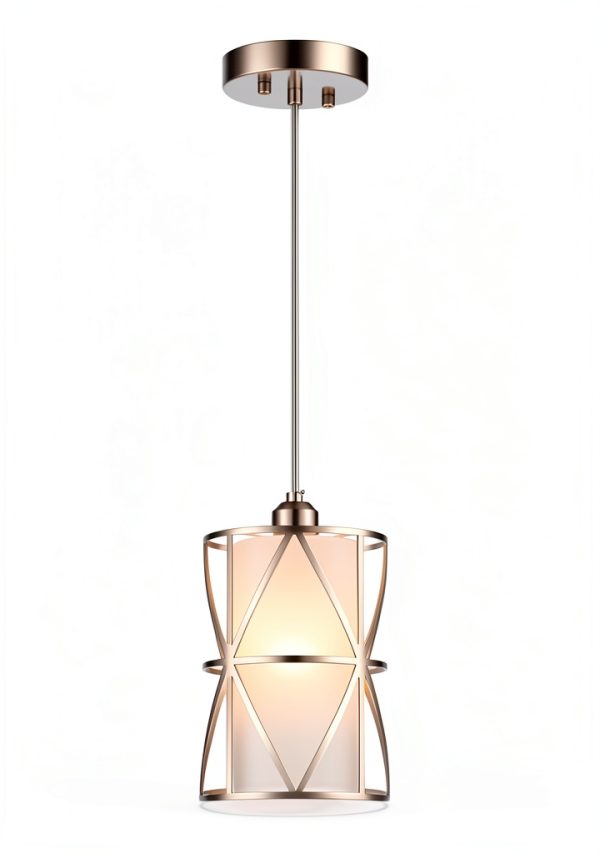 Nickel Pendant Light Frosted Glass Adjustable Height Modern-0