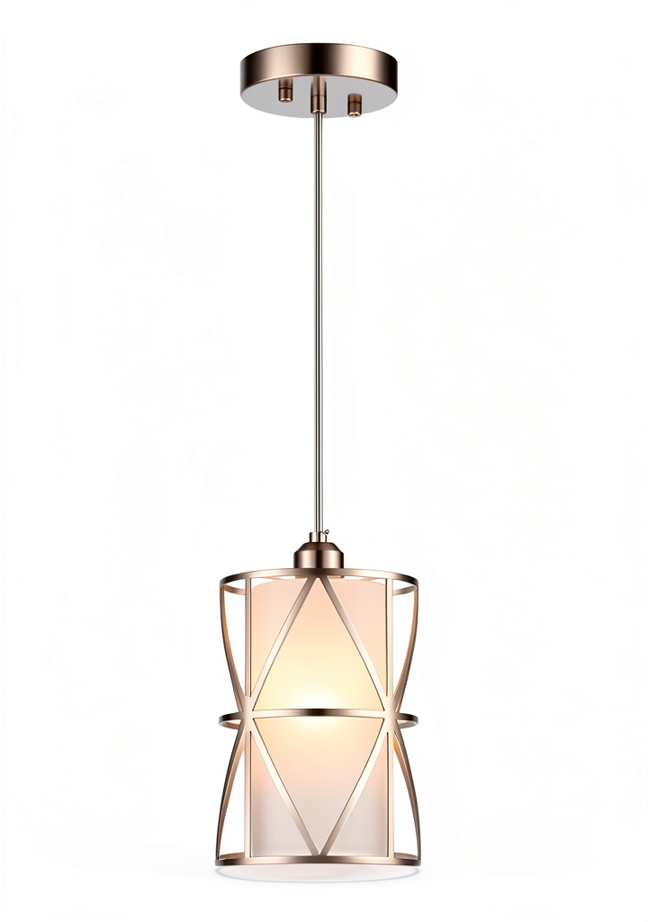 Nickel pendant light with frosted glass shade illuminating a kitchen island