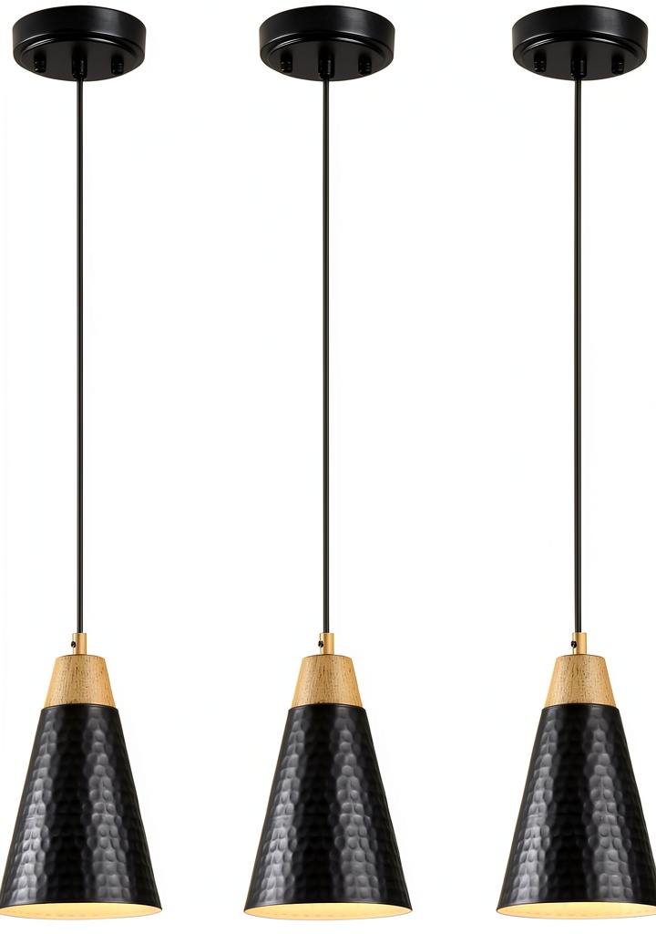 Brushed brass pendant lights installed over a kitchen island