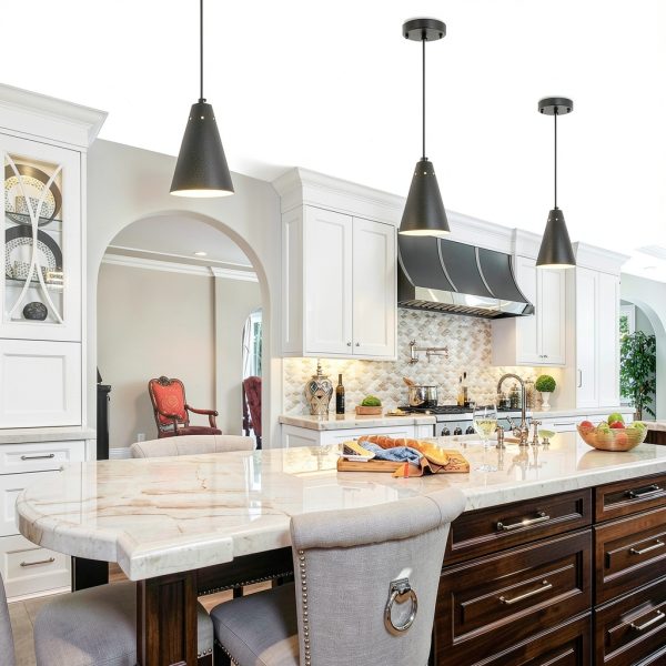 Modern Farmhouse Pendant Lights 3Pack Adjustable Brass Cone-3