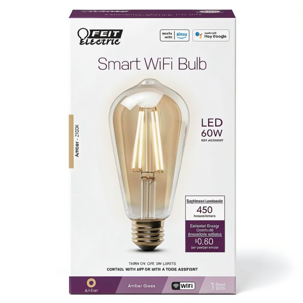 FEIT ELECTRIC Smart LED E26 Light Bulb Amber Retro Voice-1