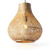 Bamboo Pendant Lamp Hand Woven Fish Basket Boho Farmhouse-5