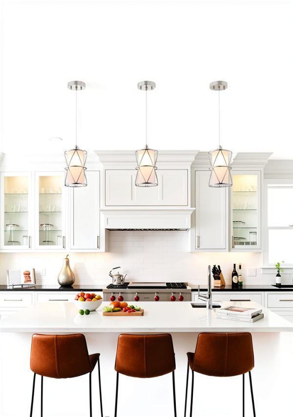 Nickel Pendant Light Frosted Glass Adjustable Height Modern-3