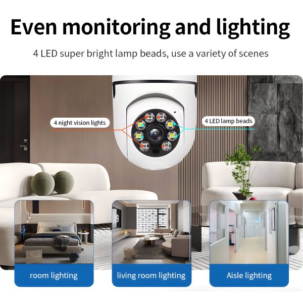 Kitcheniva 360 E27 Light Bulb Camera Wi Fi IR Night Security-3