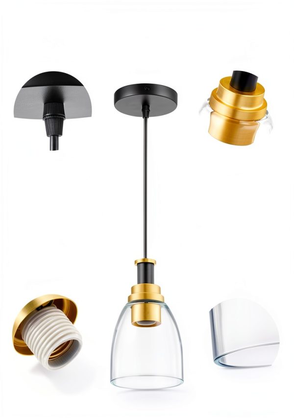 Pavo Glass Pendant Light Black Gold Adjustable Kitchen-3