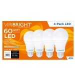 VIRIBRIGHT A19 LED Bulb 9W Non Dimmable Warm White 4 Pack-0