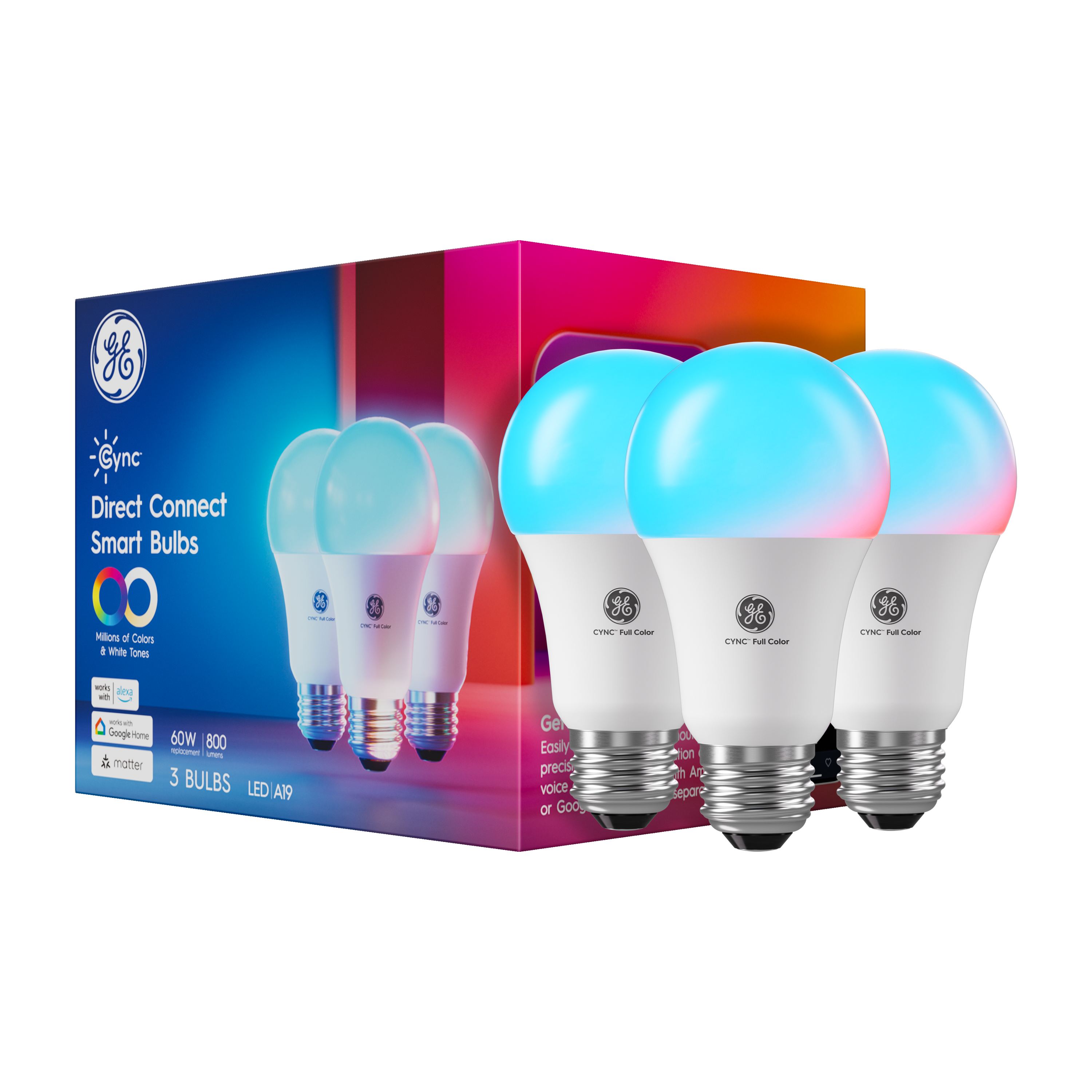 Cync Smart LED Bulb illuminating a living room with vibrant colors