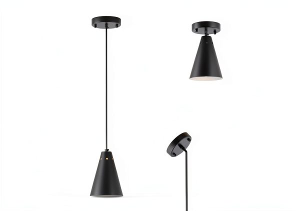Modern Farmhouse Pendant Lights 3Pack Adjustable Brass Cone-4