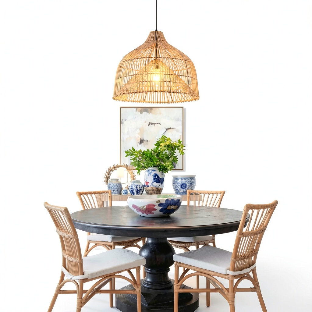 Parrot Uncle Rattan Pendant Light hanging in a cozy living room