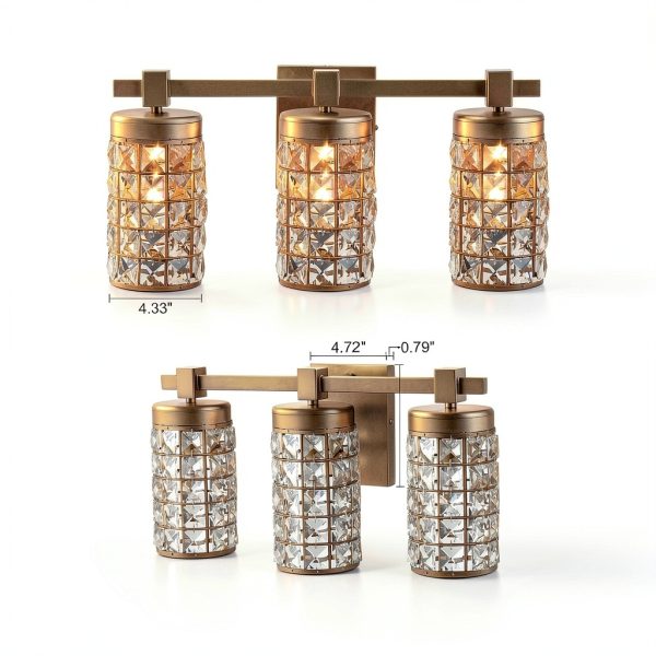 Parrot Uncle Modern 3 Light Crystal Vanity Light Brass-3