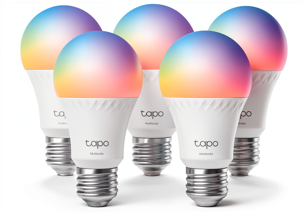 Installing Tapo A19 Wi Fi Smart LED Bulb Multicolor 5 Pack on a wooden desk