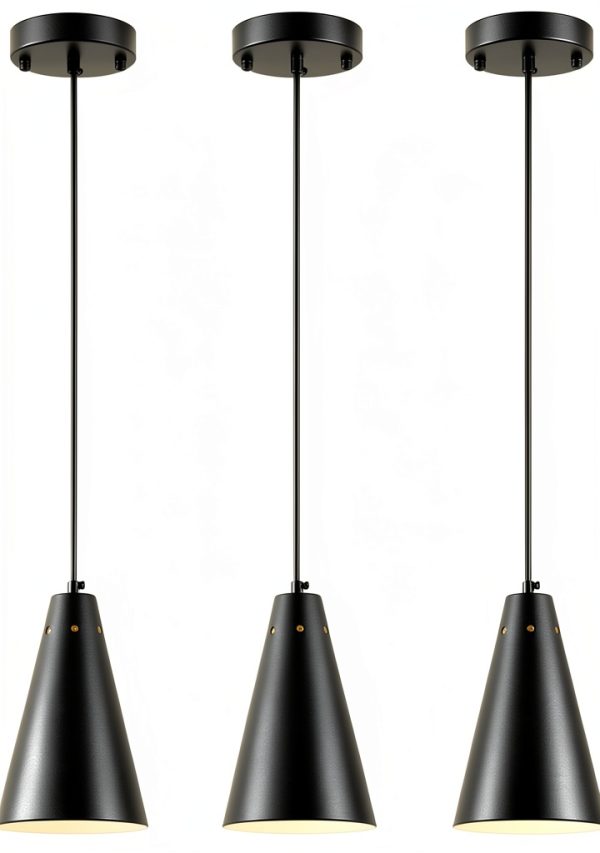 Modern Farmhouse Pendant Lights 3Pack Adjustable Brass Cone-0