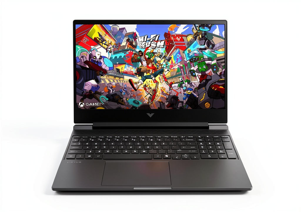 Installing HP Victus Gaming Laptop Intel Core i5 144Hz RTX 3050 on a wooden desk