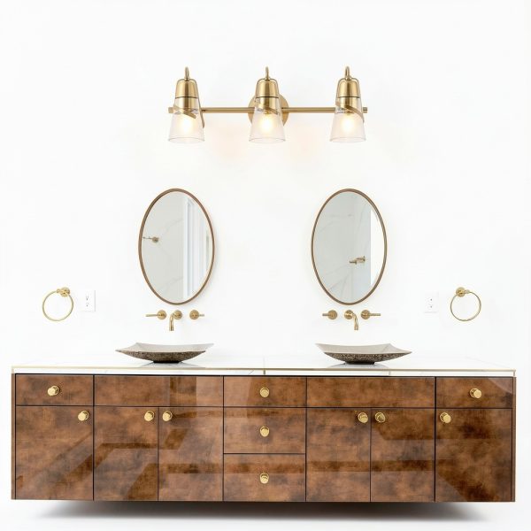 Parrot Uncle Gold Vanity Light Seeded Glass Shades Modern-3