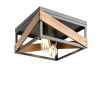 Rustic Metal Ceiling Lamp Adjustable Angle Iron Wood Design-7