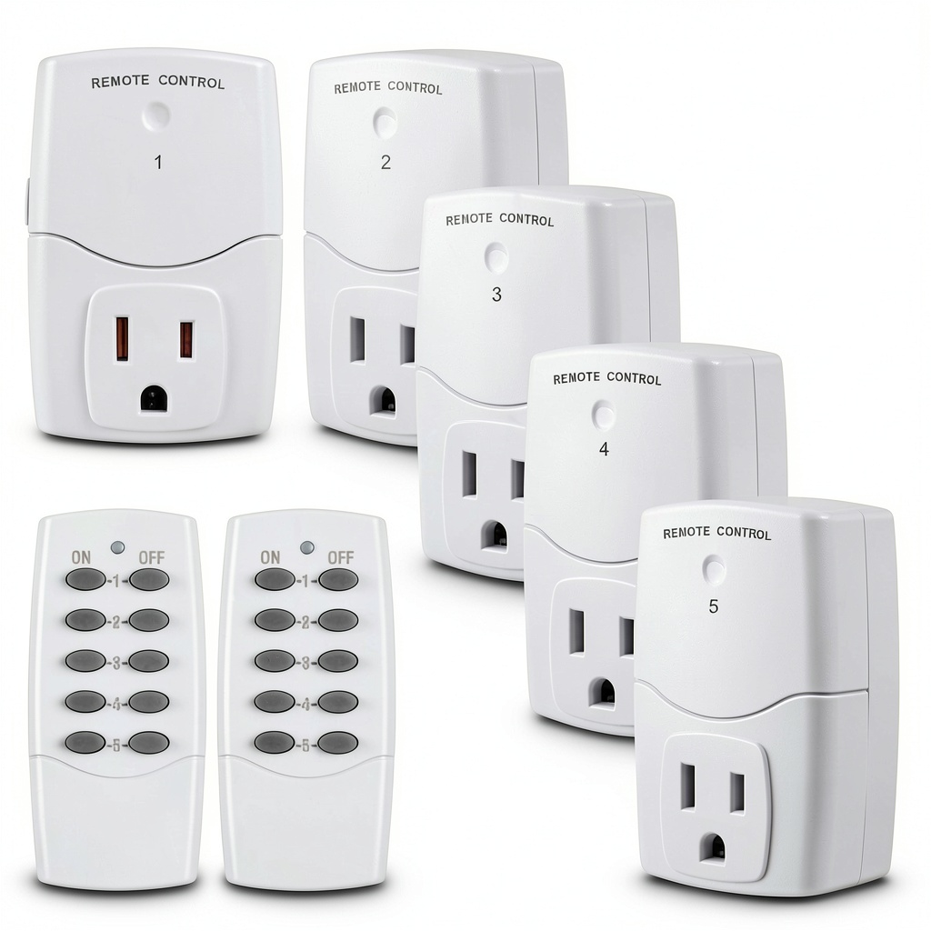 Installing BN-LINK Wireless Remote Outlet Switch 5 Outlets 2 Remotes on a wooden desk