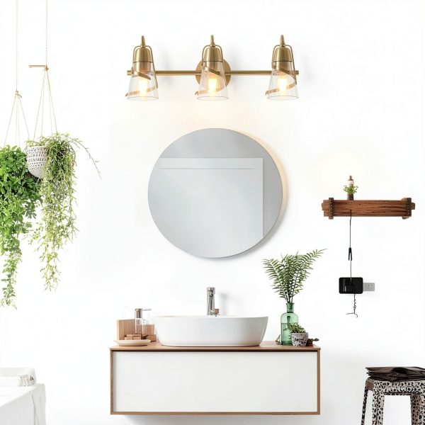 Parrot Uncle Gold Vanity Light Seeded Glass Shades Modern-1