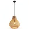 Bamboo Pendant Lamp Hand Woven Fish Basket Boho Farmhouse-6