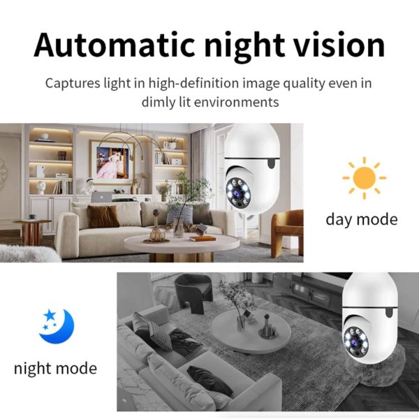 Kitcheniva 360 E27 Light Bulb Camera Wi Fi IR Night Security-5