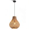 Bamboo Pendant Lamp Hand Woven Fish Basket Boho Farmhouse-4