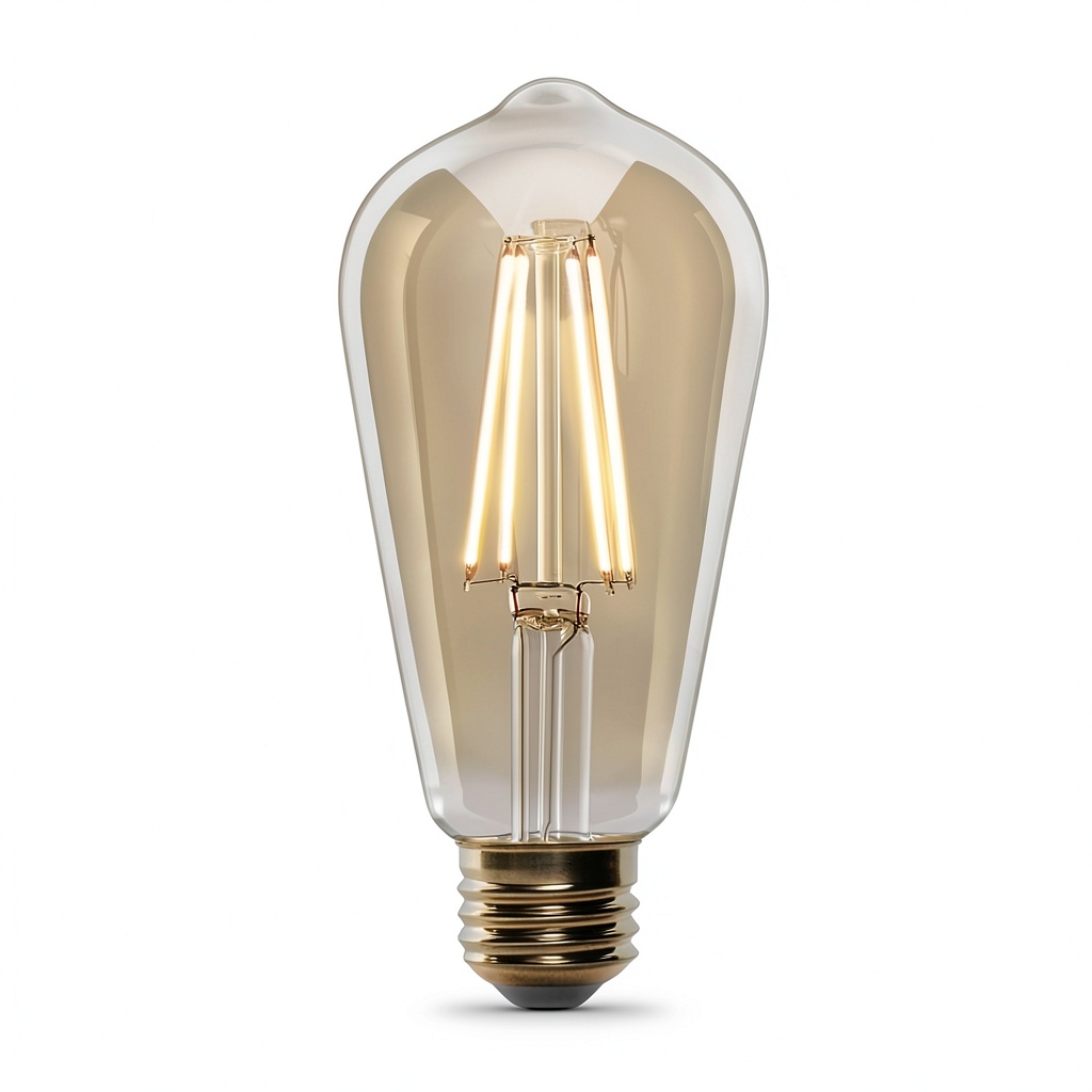 Installing FEIT ELECTRIC Smart LED E26 Light Bulb Amber Retro Voice on a wooden desk