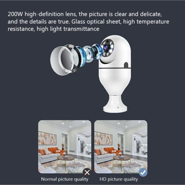 Kitcheniva 360 E27 Light Bulb Camera Wi Fi IR Night Security-6