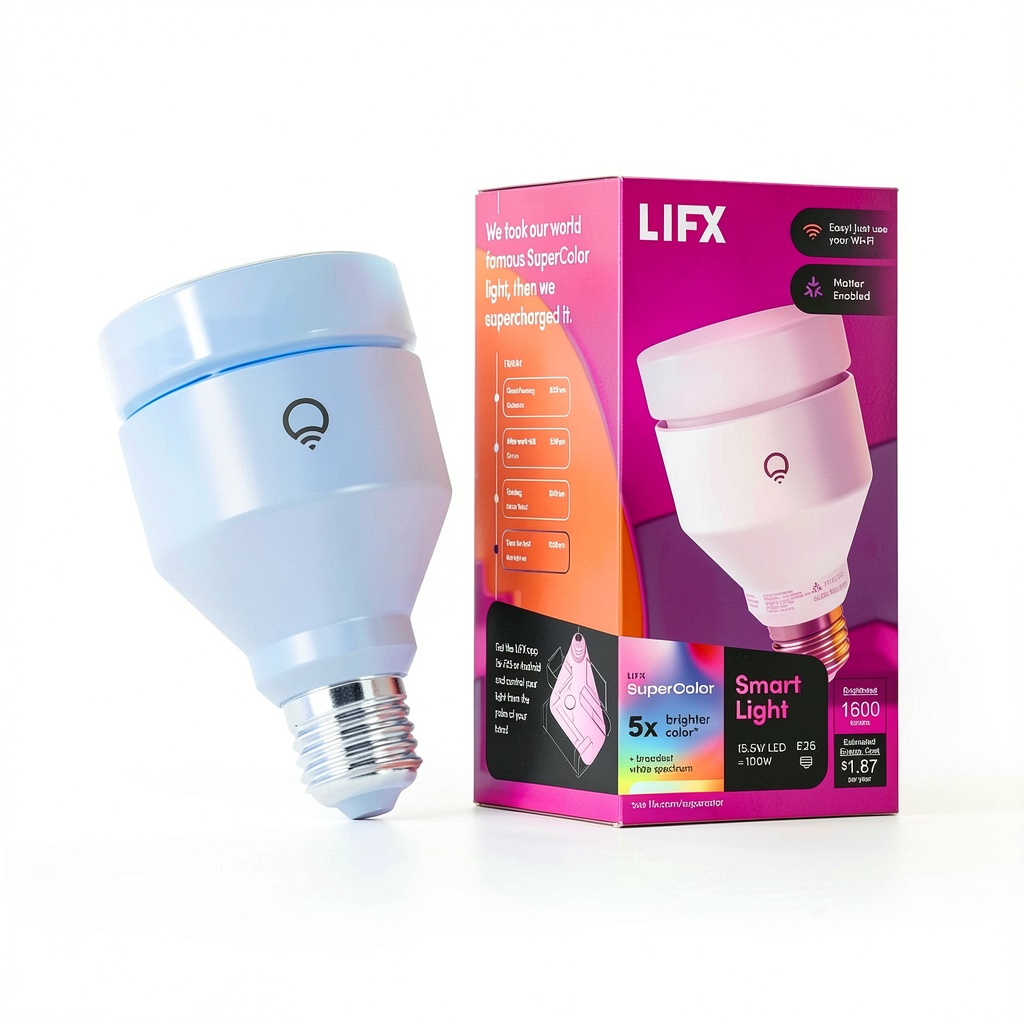 LIFX Smart LED Bulb illuminating a cozy living room