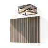 Rustic Metal Ceiling Lamp Adjustable Angle Iron Wood Design-3