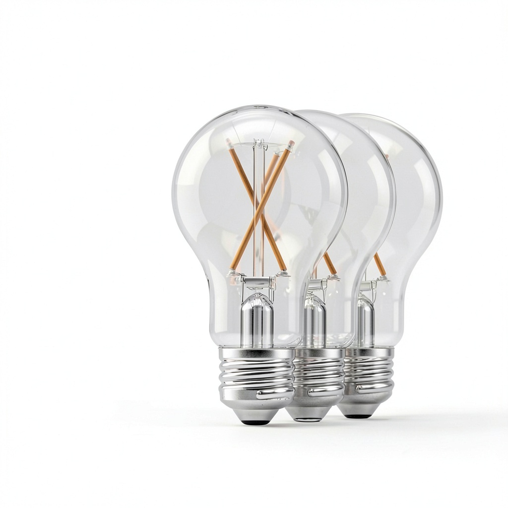 Installing FEIT ELECTRIC A19 Filament LED Bulb Dimmable Clear 4 Pack on a wooden desk