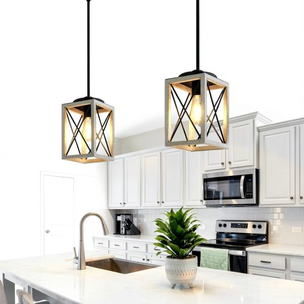 Pavo Rustic Metal Hanging Light Adjustable Kitchen Island-1