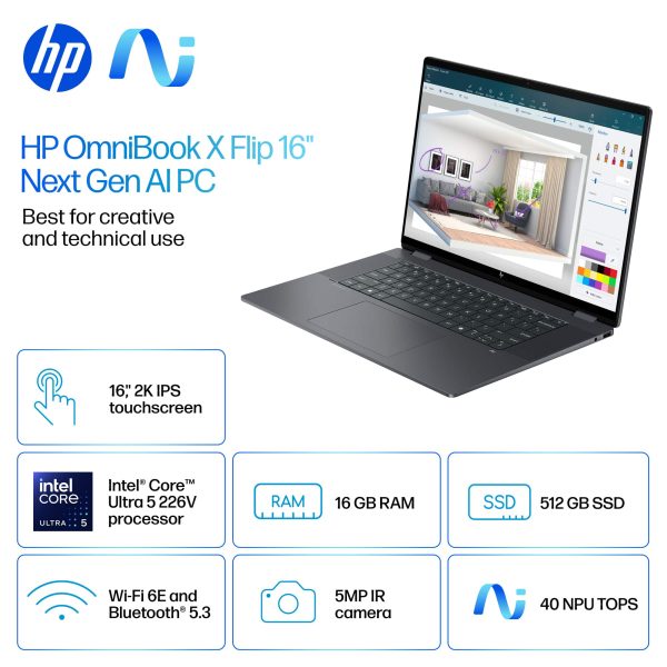 HP OmniBook X Flip Laptop 16 Inch 2K Touchscreen AI PC-1