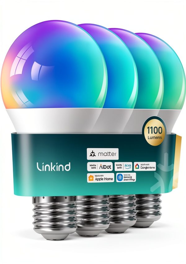Linkind A19 Matter Smart Bulb RGBTW Voice Control-0