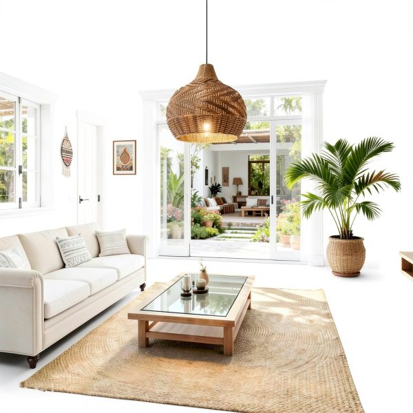 Parrot Uncle Rattan Pendant Light Boho Rustic Handwoven-3