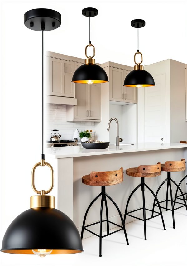 Pavo Black Gold Pendant Light Kitchen Island Farmhouse Style-2