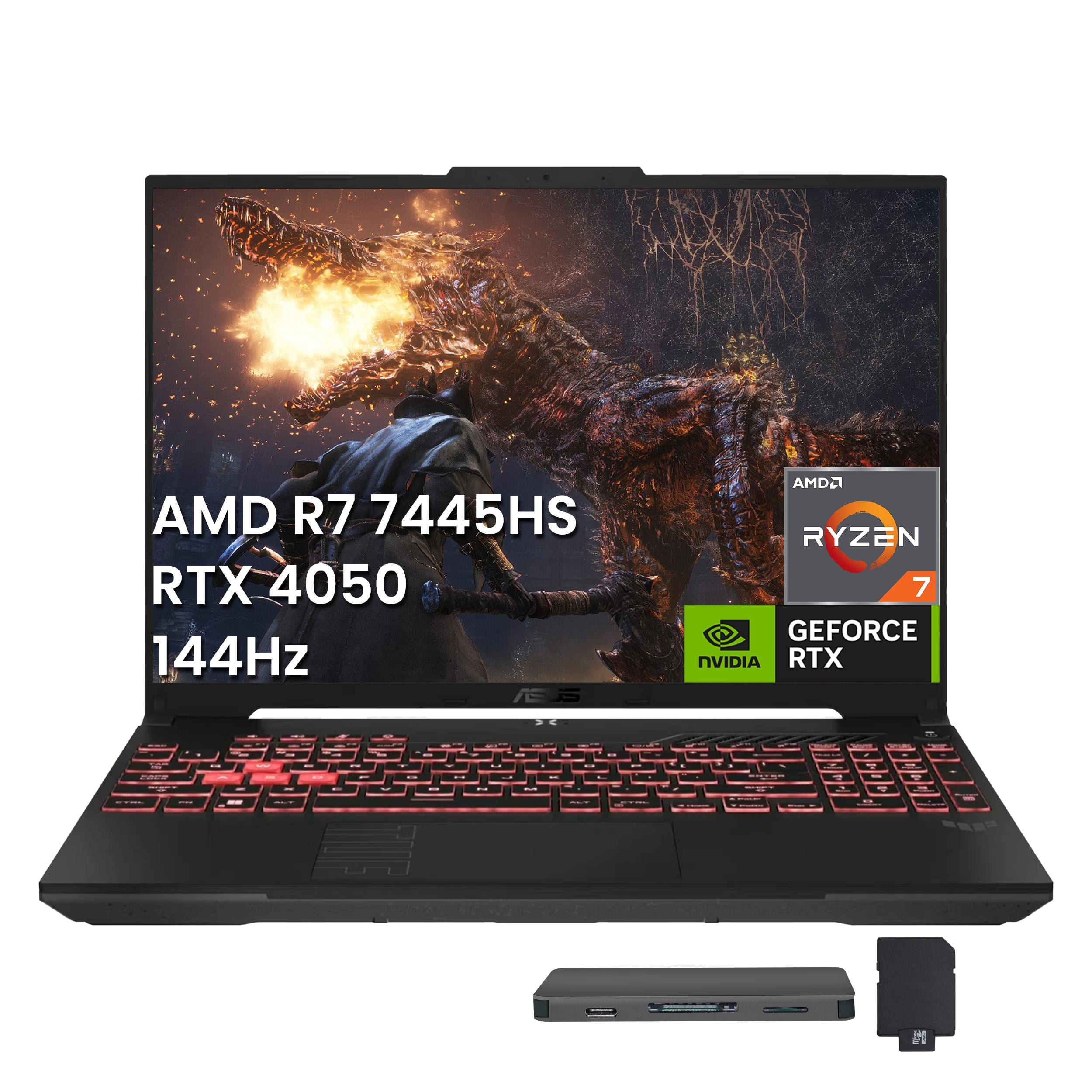 ASUS TUF Gaming A16 laptop displaying a vibrant game scene on its 16-inch screen