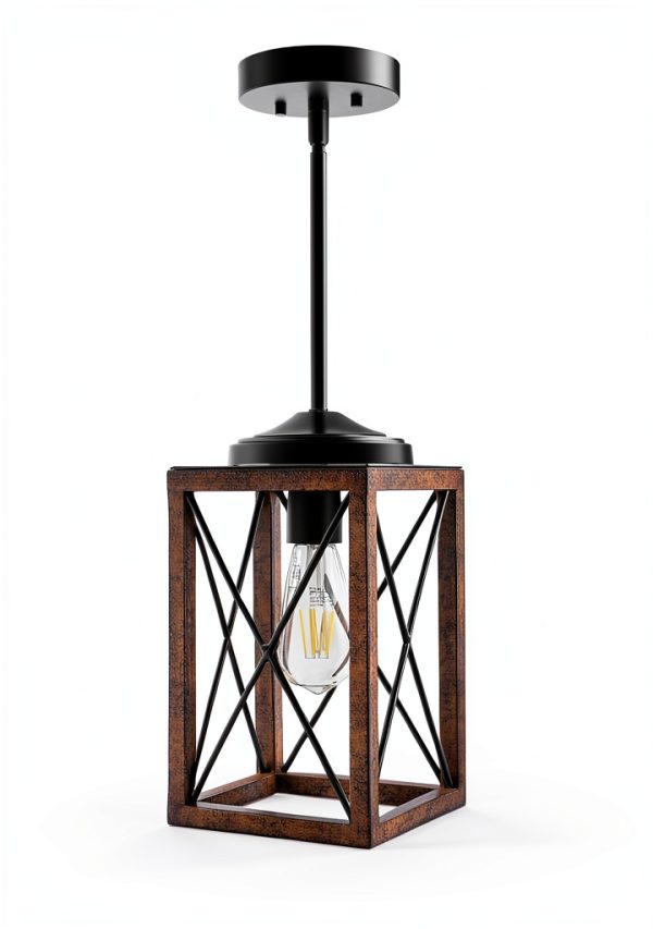 Rustic Metal Hanging Light Adjustable Ceiling Fixture-1