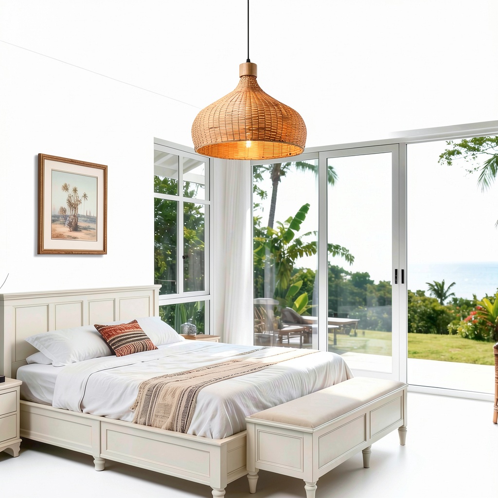 Parrot Uncle Bamboo Pendant Lamp illuminating a cozy dining area