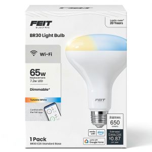 Feit BR30 Smart LED Bulb E26 Base Adjustable White Lighting-0