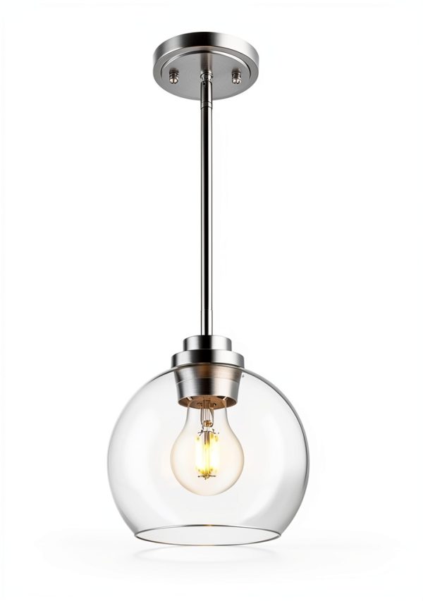 Pavo Clear Glass Pendant Light Adjustable Height Modern-1