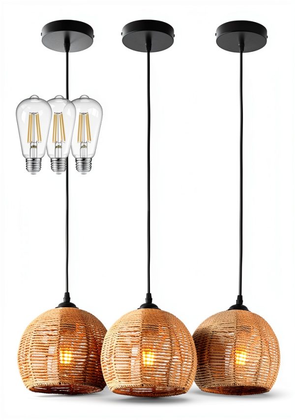 Pavo Woven Pendant Light Natural Design Modern Rustic-0