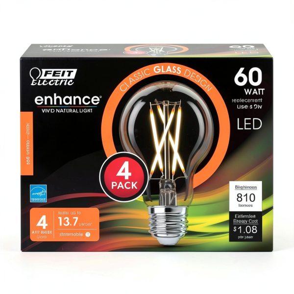 FEIT ELECTRIC A19 LED Bulb Dimmable Soft White 4 Pack-0