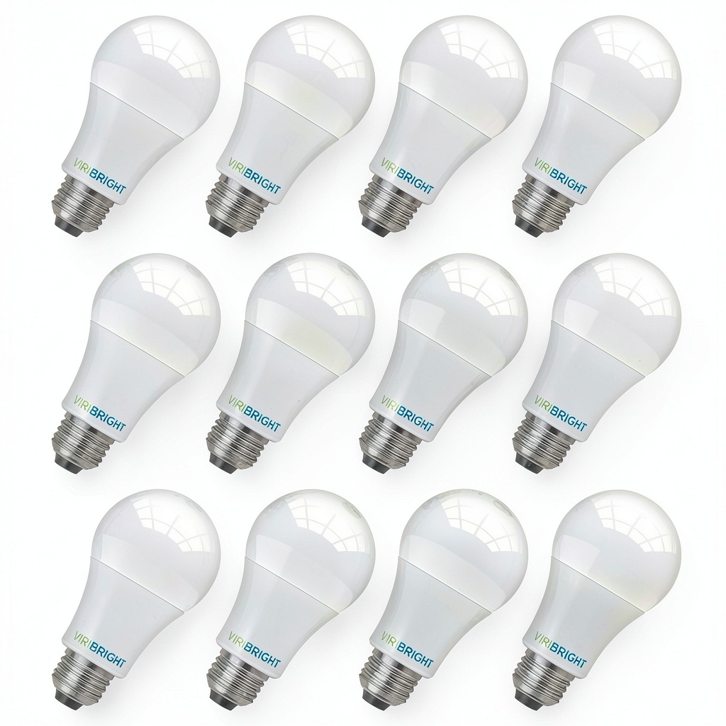 VIRIBRIGHT A19 LED bulbs illuminating a modern living room