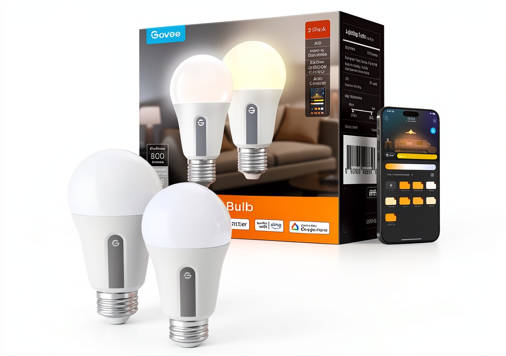 Govee Smart Bulb illuminating a cozy living room