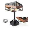 Rustic Metal Ceiling Lamp Adjustable Angle Iron Wood Design-8
