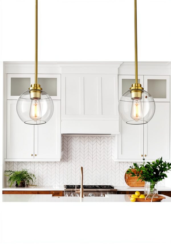 Pavo Clear Glass Globe Pendant Light Modern Farmhouse-1