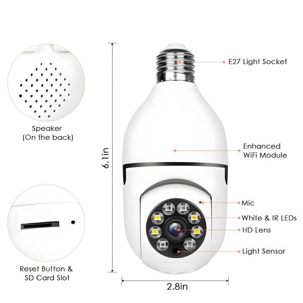 Kitcheniva 360 E27 Light Bulb Camera Wi Fi IR Night Security-1