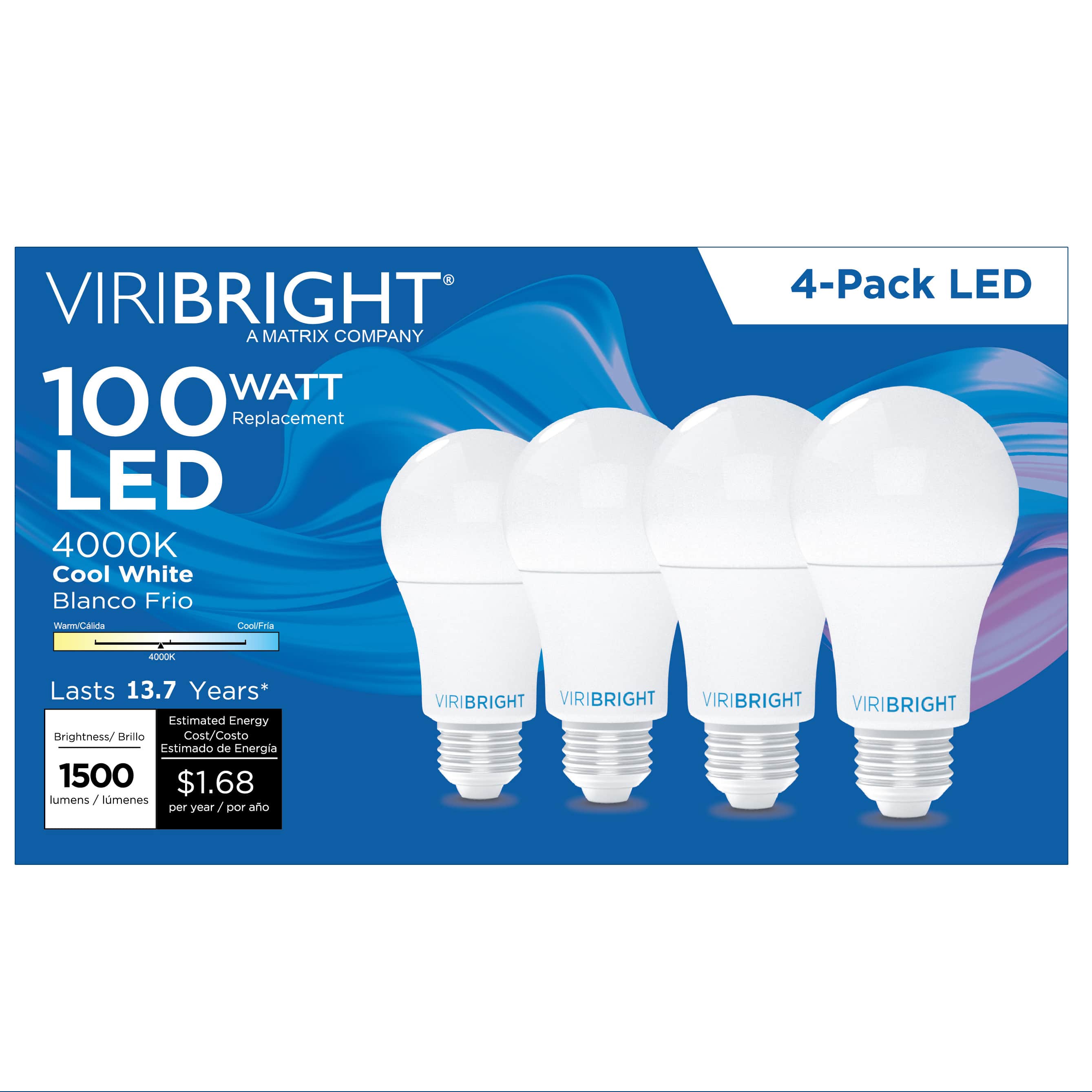 Viribright A19 LED Bulb illuminating a modern living room