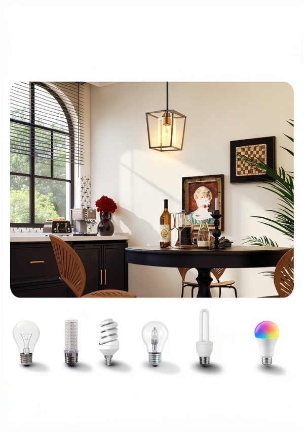Black Cage Pendant Light Farmhouse Metal Frame Clear Glass-4