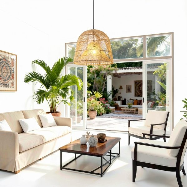 Parrot Uncle Rattan Pendant Light Boho Coastal Rustic-1